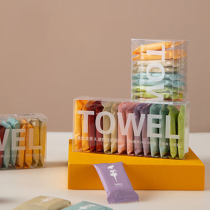 Pure cotton compressed disposable towels/facial towels/bath towels, sterilized, individually packaged, portable travel essentials.