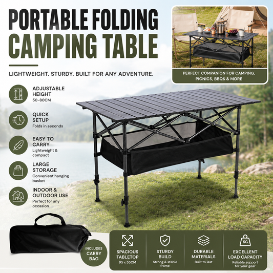 🌄New arrival 49% OFF!🏕️ Portable Camping Table – Folding, Carbon Steel, Quick Setup🪑