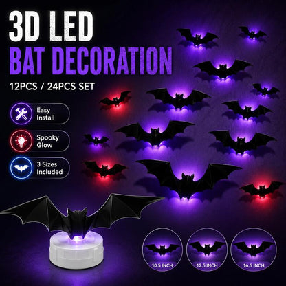 🦇Halloween 3D Bat LED Wall Light Decor🎃💡