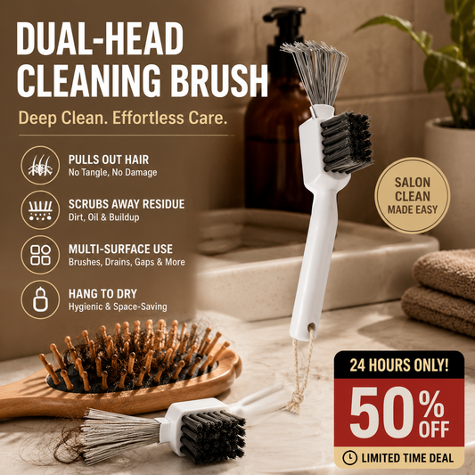 2-in-1 Hair Brush Cleaner Tool, Multi-purpose Hair Remover Comb Cleaner with Stainless Steel Pick & Stiff Brush