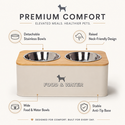 Stainless Steel Detachable Double Pet Bowl