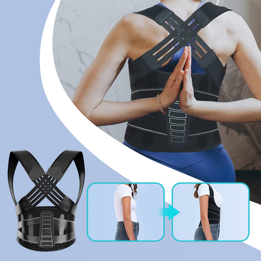 🧍 Posture Corrector: Spine Alignment, 4 Support Bars, 3D Lumbar Pad, Adjustable, Breathable