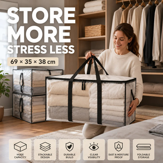 🔥 Limited-time offer – 49% OFF 📦 Large, extra-strong, transparent storage bag made from thick plastic, ideal for clothes, moving house and storage