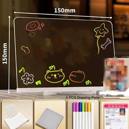 ✨ LIMITED-TIME 50% OFF! Erasable Light-Up Acrylic Drawing Board with Stand, DIY Transparent LED Message Sign