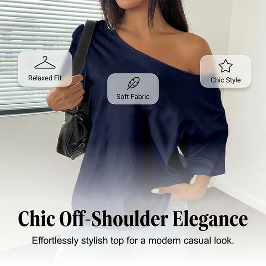 👕 LIMITED-TIME 50% OFF! ✨ Women's Off-Shoulder T-Shirt – Casual, Cotton, Drop Shoulder, Relaxe