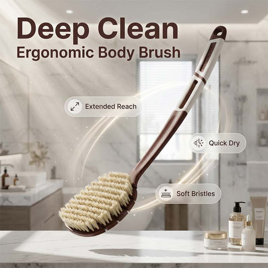 Escova corporal ergonómica com cabo comprid