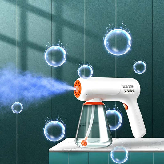 💧🔵 Nano Atomizer Disinfectant Spray Gun – Cordless Blue Light Fogger, 420ml Tank, 2-Speed for Home, Pet & Electronics ✨