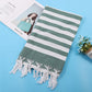 Cotton Blend Striped Tassel Beach Towel