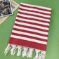 Cotton Blend Striped Tassel Beach Towel