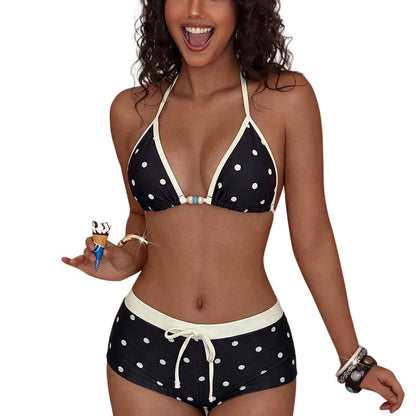 Polka Dot Halter Bikini Set 👙