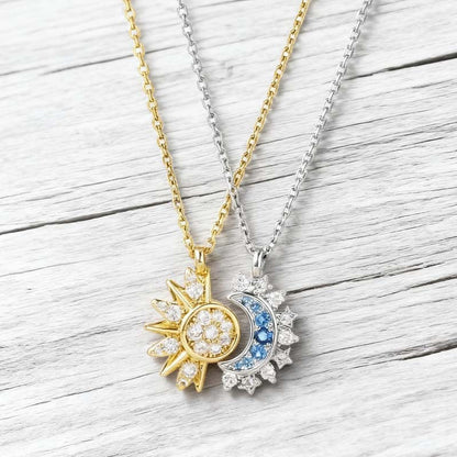 🌞🌛 Dual Pendant Layered Necklace – Sun & Moon Charm Set, Adjustable Chain Lengths, Versatile 2-in-1 Necklace for Solo or Stacked Wear