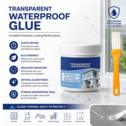 🛡️Transparent Waterproof Sealant with Built‑in Brush, Quick Repair Leak‑Proof Coating