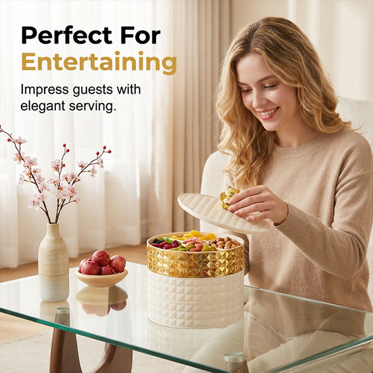 Festive Chinese Red Snack Storage Box Elegant Diamond Pattern Dried Fruit Tray