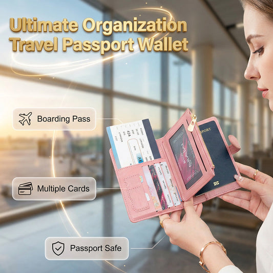 Multi-functional RFID Blocking Travel Passport Wallet