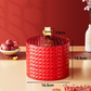 Festive Chinese Red Snack Storage Box Elegant Diamond Pattern Dried Fruit Tray