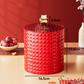 Festive Chinese Red Snack Storage Box Elegant Diamond Pattern Dried Fruit Tray
