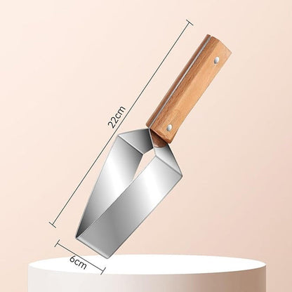 Triangle Stainless Steel Fruit Cutter with Wood Handle for Kitchen