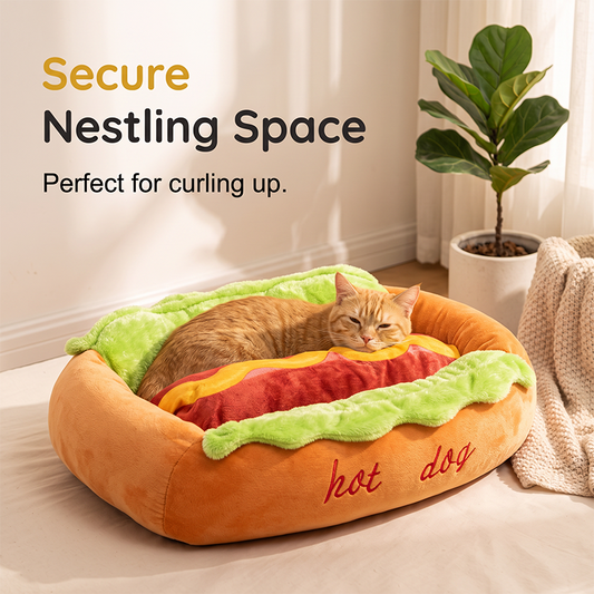 Funny Hot Dog Pet Bed Cozy Warm Nest for Dogs and Cats
