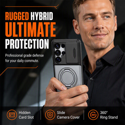 📱2-in-1 Shockproof Phone Case with Hidden Card Holder & Rotatable Stand