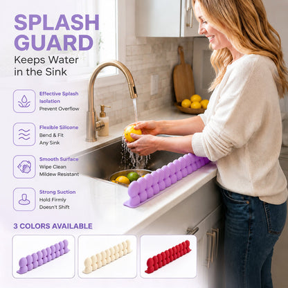 🥳HOT SALE🥳💞10K+ SOLD! Sink Splash Guard! Flexible silicone, easy wipe & splash-blocking. Dry counters – grab yours! ✅