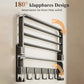 Fold-out wall-mounted towel rail with hooks
