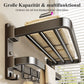 Fold-out wall-mounted towel rail with hooks