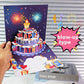 Birthday Cards With Fireworks & Pop Up Cake & Blow-able Music