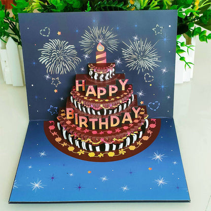 Birthday Cards With Fireworks & Pop Up Cake & Blow-able Music