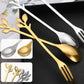 Vintage Leaf-Shaped Stainless Steel Teaspoon & Dessert Fork