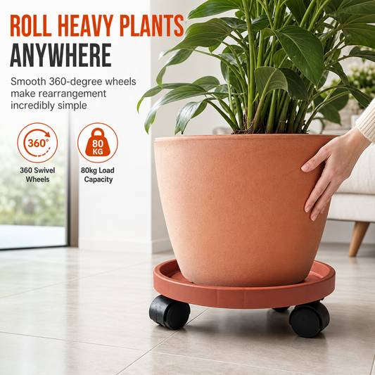 Round Plant Caddy with Universal Wheels