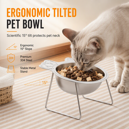 Elevated Stainless Steel Pet Bowl with Raised Stand