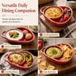 🍽️ Ceramic Divided Baking Dish: Oven-Safe, Single Handle, Vintage Embossed, Microwave Safe