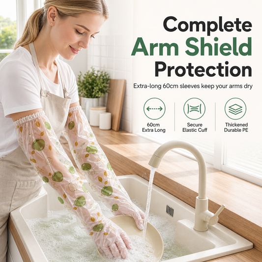 Disposable Extra Long CPE Arm Protection Gloves with Elastic Cuff Food Grade Long Sleeve Gloves for Kitchen 10 Pieces