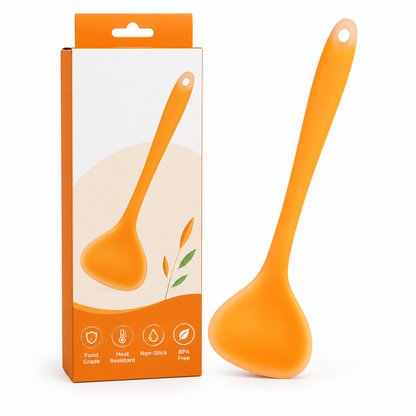 Thickened Translucent Silicone Soup Ladle for Non-Stick Cookware Kitchen Cooking Spoon