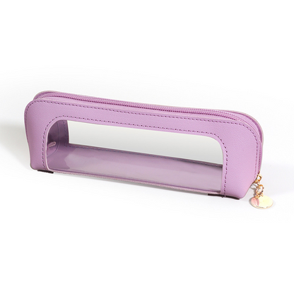 ✏️ Transparent-Window PU Organizer Pencil Case