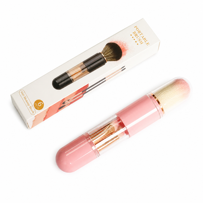 🖌️LAST DAY SALE 50% OFF !!📢Portable Retractable Makeup Brush Set Multifunctional Travel Cosmetic Tool with Powder Blush and Silicone Lip Brush