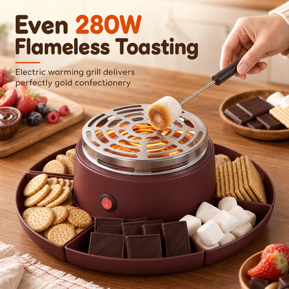 ⏳Limited-time 50% off⏰2-in-1 Electric Chocolate Fondue Melting Pot and Roaster Set with Fruit Platter for Parties⚡♨️🧁