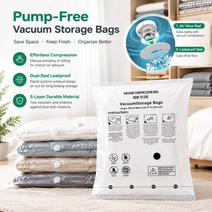 Vacuum Compression Storage Bags for Clothes PA and PE Space Saving Sealed Bags for Travel and Home Storage