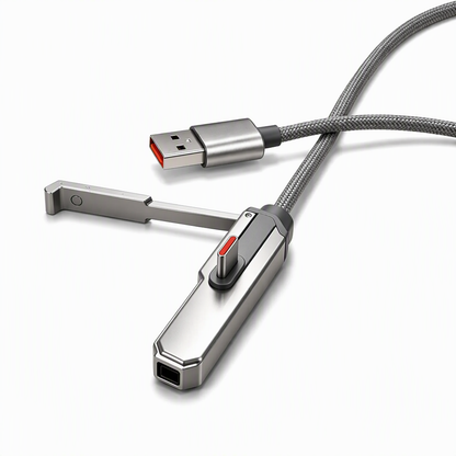 2-in-1 Foldable Stand 240W Fast Charging Braided Type-C Cable